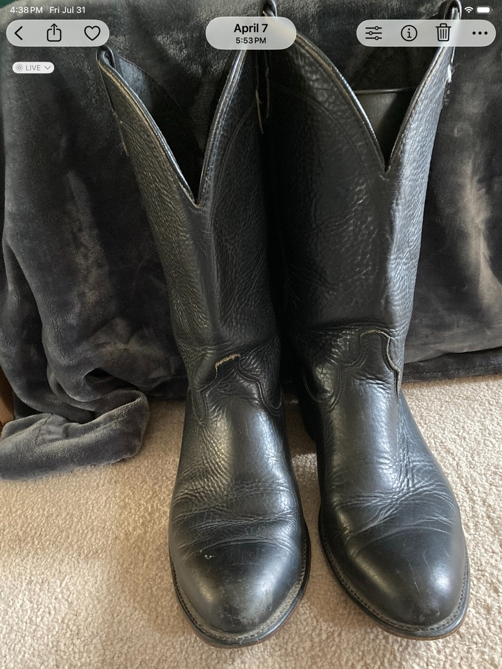 Double H Black Leather Western Cowboy Boots